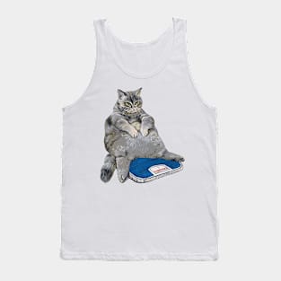 Fat grey cat on the scales Tank Top